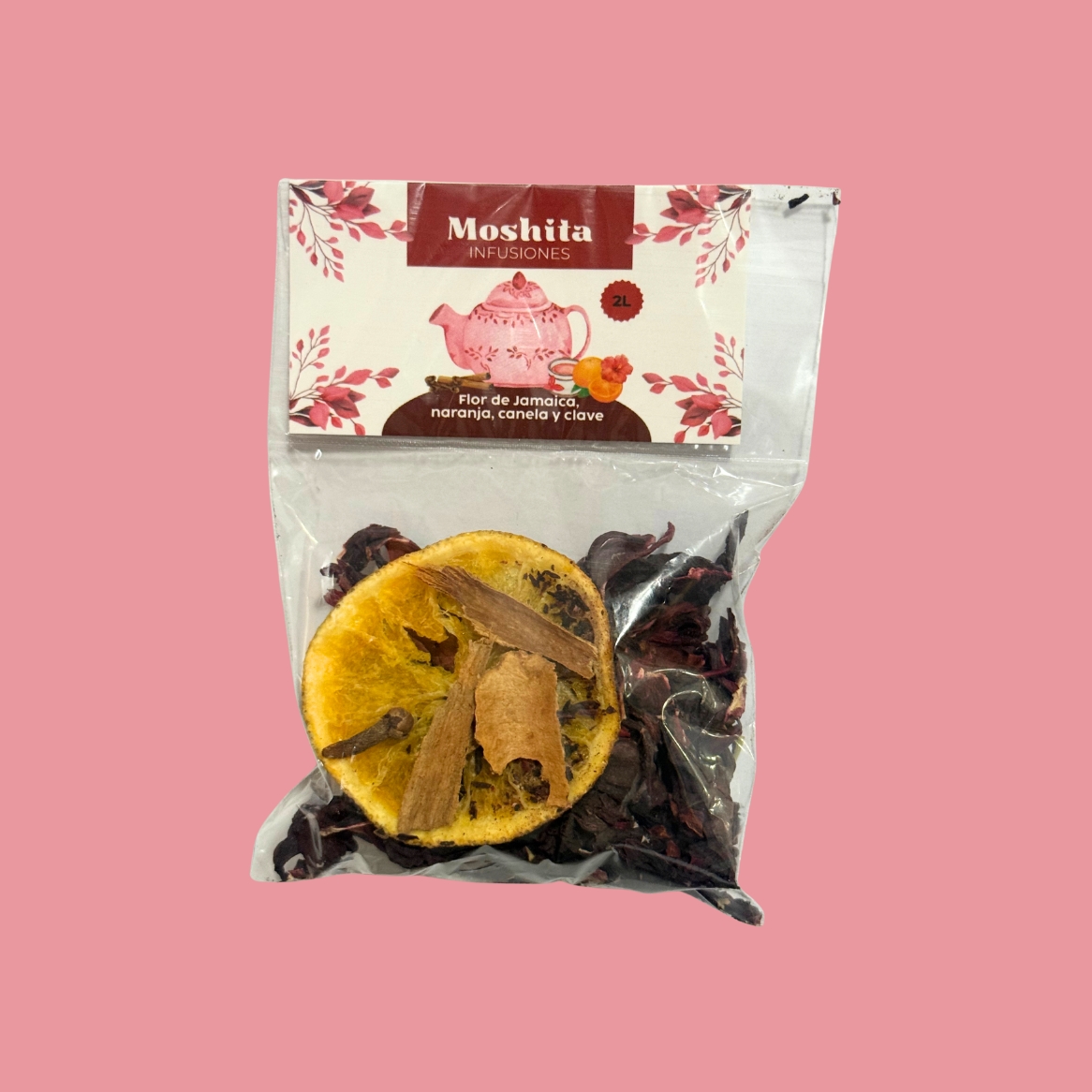 Flor de Jamaica, naranja, canela y clavel