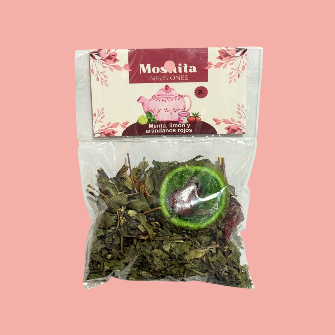 Menta, limón y arándonos rojos